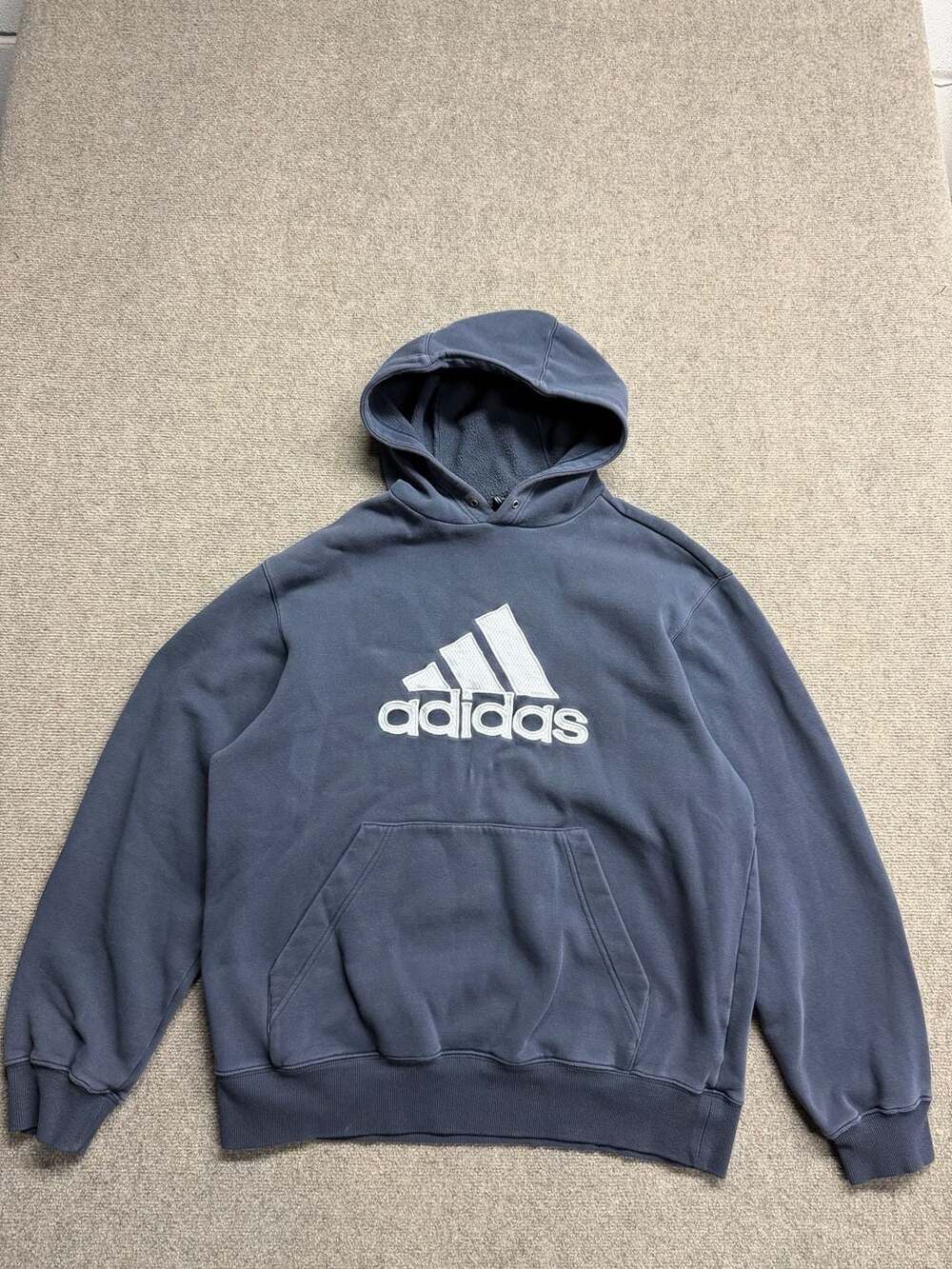 Adidas Vintage Sun Faded Center Logo Hoodie Dark Gray Men's L